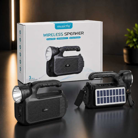 Bluetooth Speaker with Flashlight & Solar Charging |